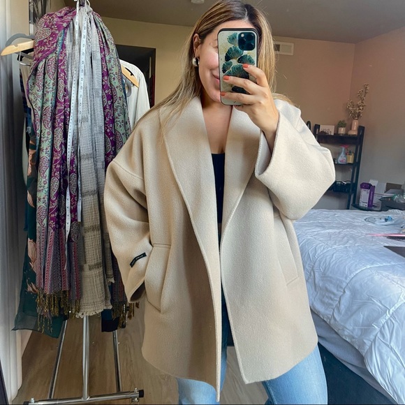 Sisy Chan Jackets & Blazers - Vintage Handmade Beige Trendy Overcoat Size: Small/Medium